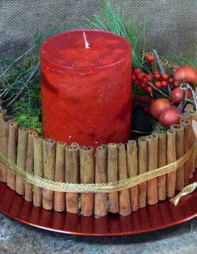 Kerzengesteck mit Früchten